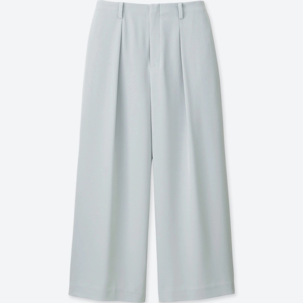 UNIQLO｜NWT Drape Wide Cropped Pants in Light Grey Sz S